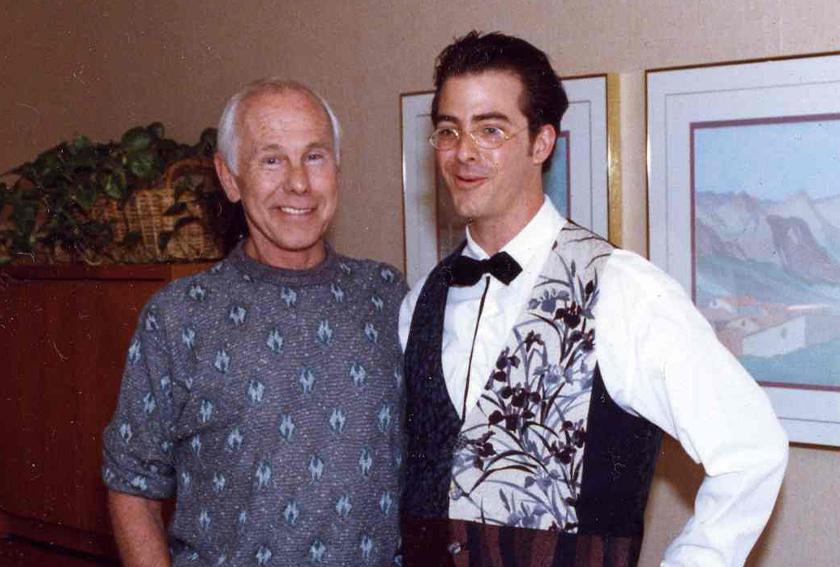 Johnny Carson Posing with a Fan